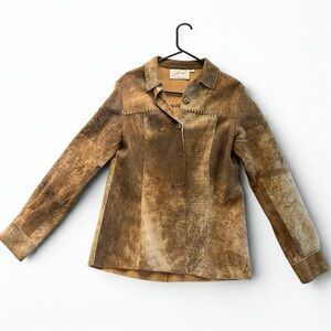 José Luis Vintage Suede Leather Jacket – Size 4 – Hand-Stitched Details –